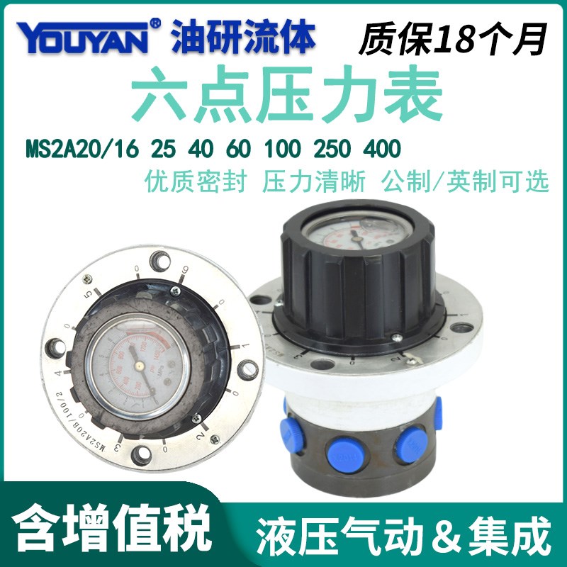 MS2A20/400力士乐型100六点压力表L2X公制M14英制G1/4液压开关250