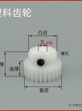 凸台pom塑料15模1080T圆柱直齿轮传动微型精密麦风B F