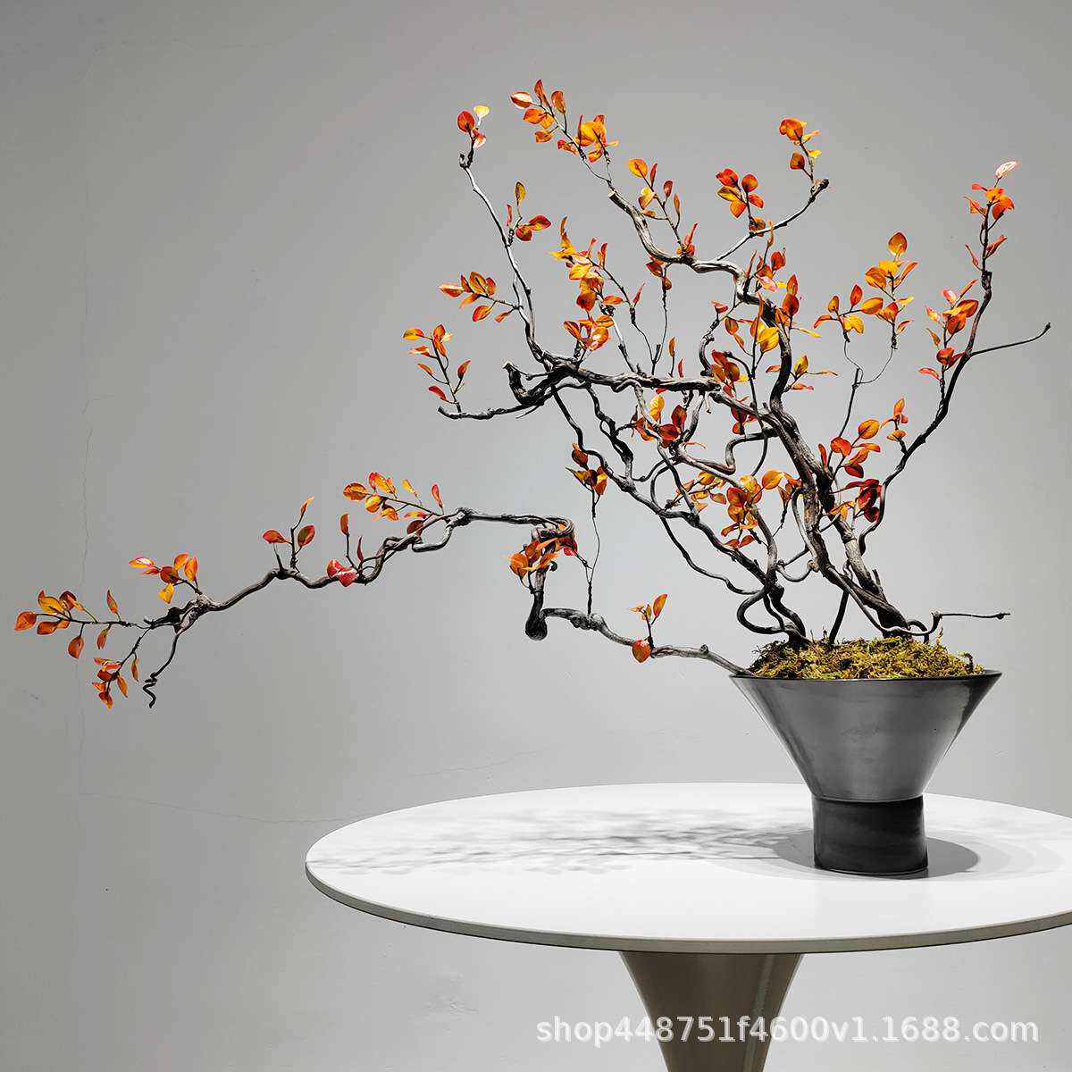 新中式仿真花艺龙柳枝插花盆景酒店客厅售楼处样板房装饰绿植摆件