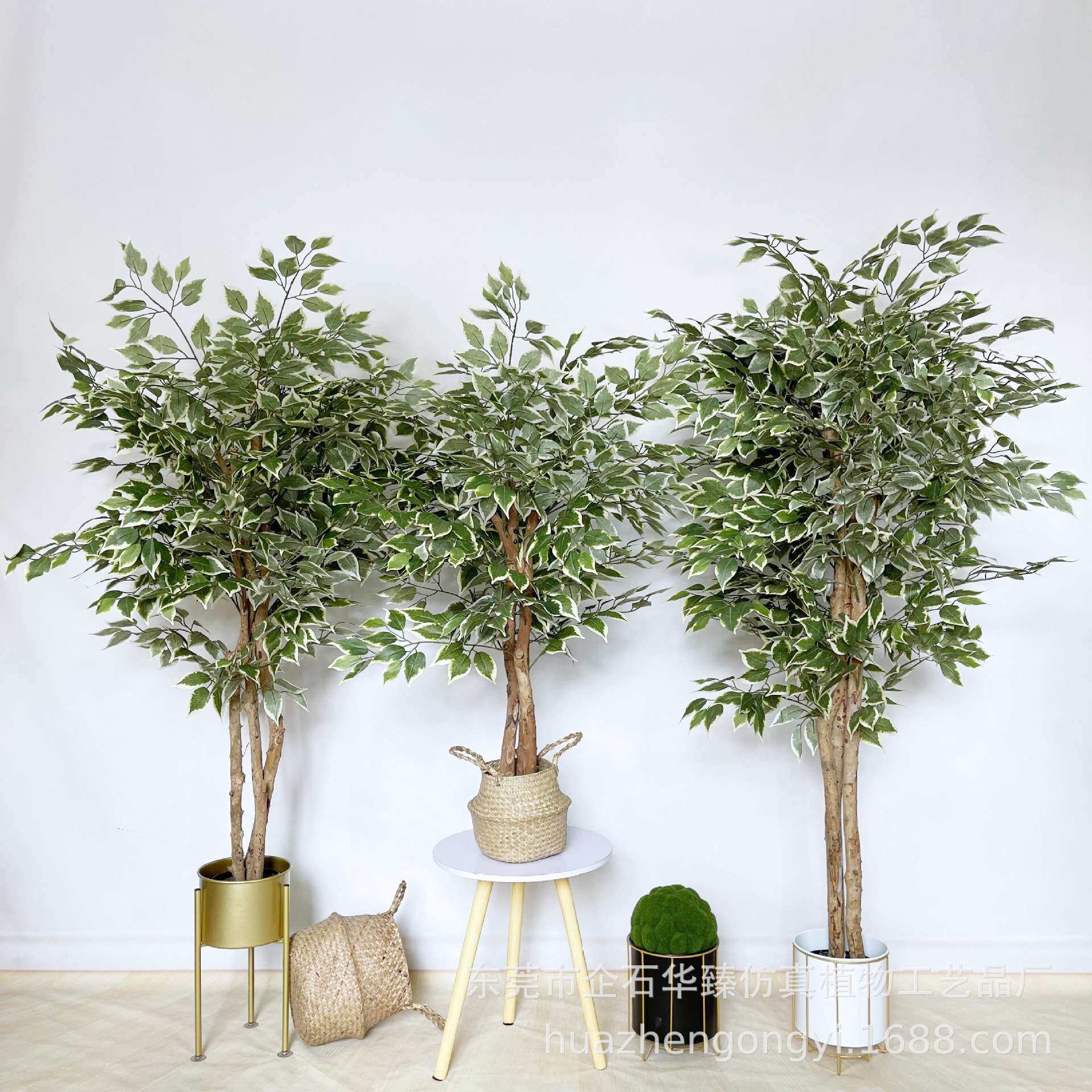 仿真白边榕树室内外仿真小榕树盆景工厂直销人造假树大型绿植盆栽