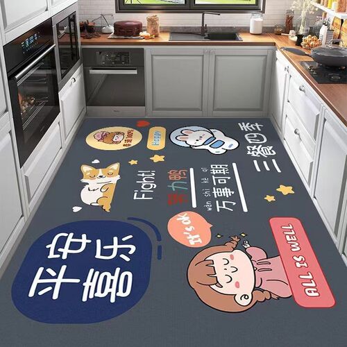 厨房全铺脚垫家用k硅藻泥地毯防滑吸油吸水可擦洗地垫浴室门口垫
