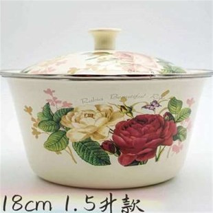 新款搪瓷盆怀旧带盖子的厨房家用老式加厚和面大号汤盆唐瓷塘瓷碗