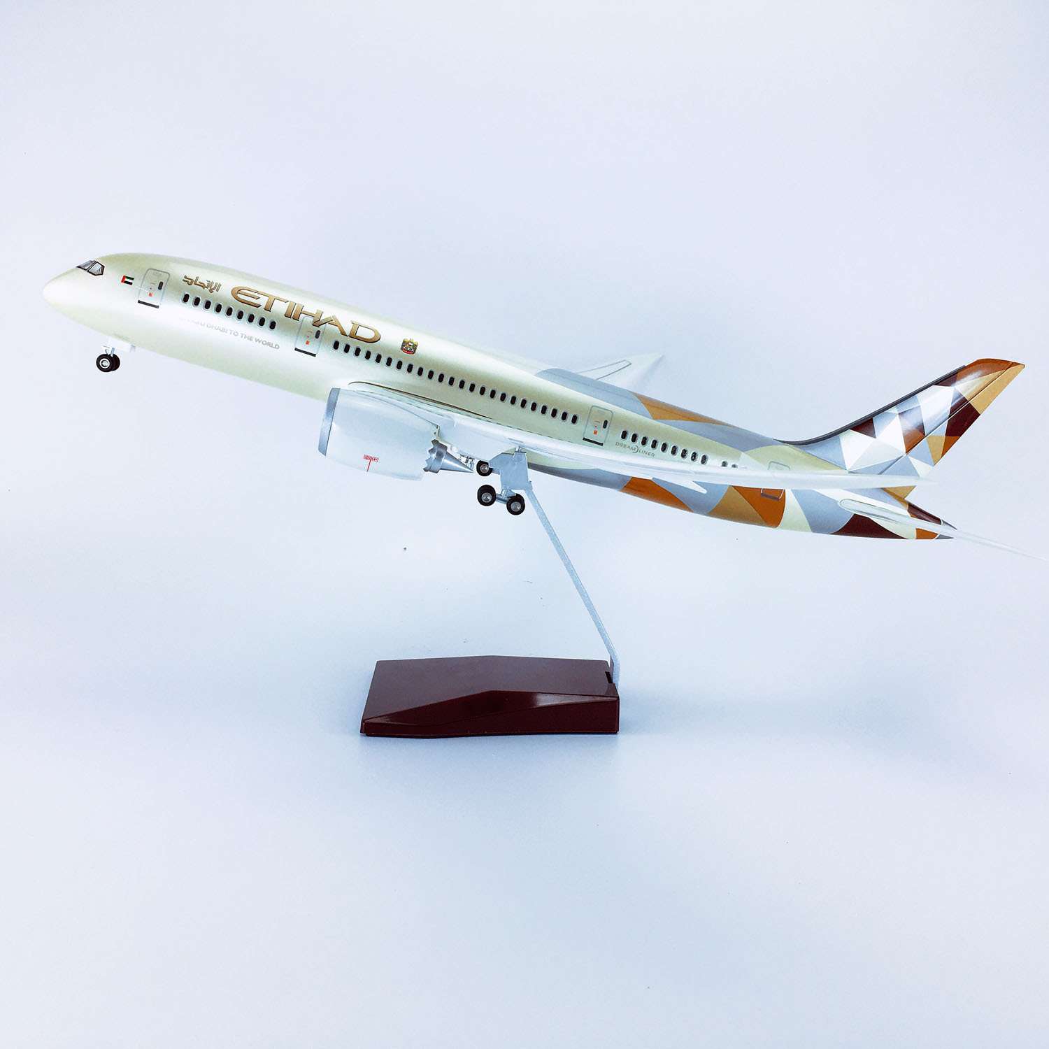 43cm带轮子ABS材料飞机模型阿提哈德航空B787-8阿提哈德航空航模