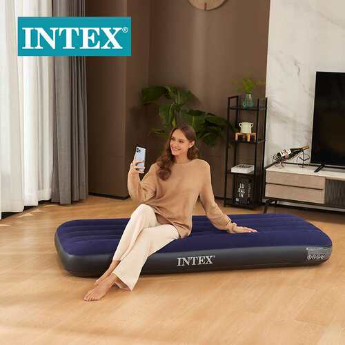 intex 64756线拉蓝色植绒充气床气垫床野营床折叠床午休床