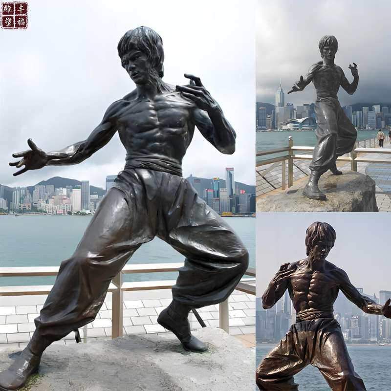 铸铜人物李小龙雕塑现代运动人物铜雕像广场大型铜雕男性名人摆件