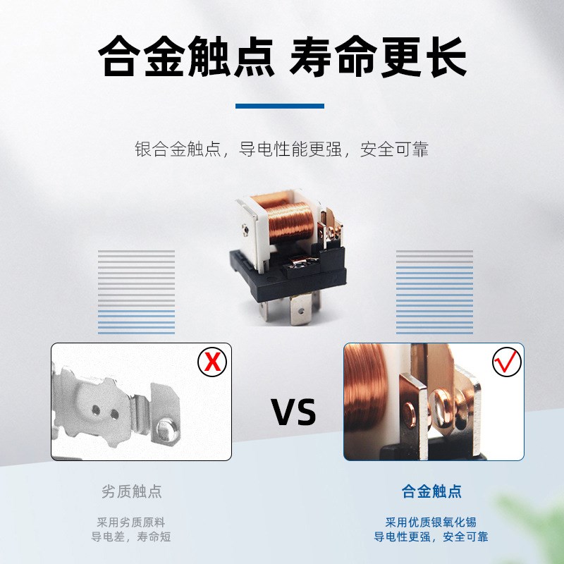 产品汽车继电器12V/24V 40A四脚五脚带铁背配带线插座五套装