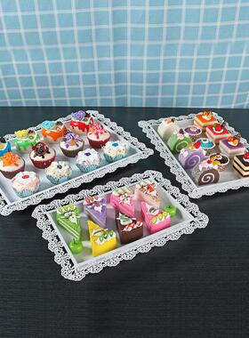 简约白色长方形蛋糕架 婚庆宴会创意糕点盘 生日派对甜品盘