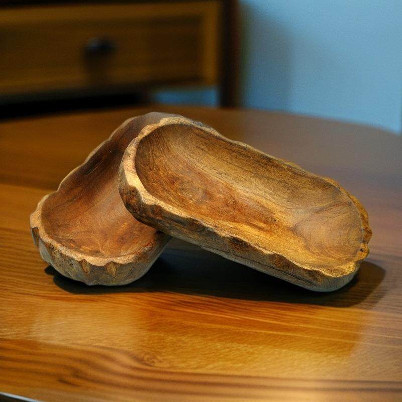 东南亚泰国风情家居工艺品托盘酒店泰国柚木质波边水果瓜子干果盘