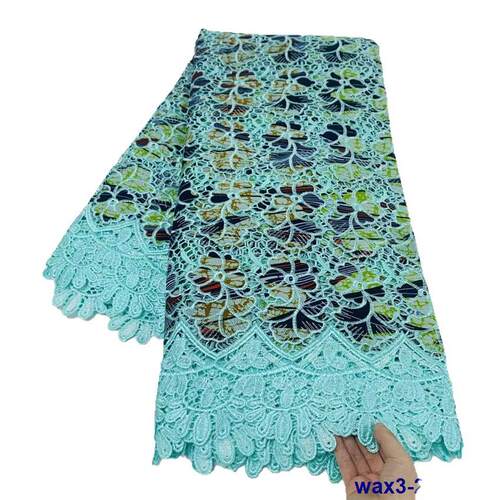 5码长棉质蜡布底水溶绣花边 cord wax lace fabric