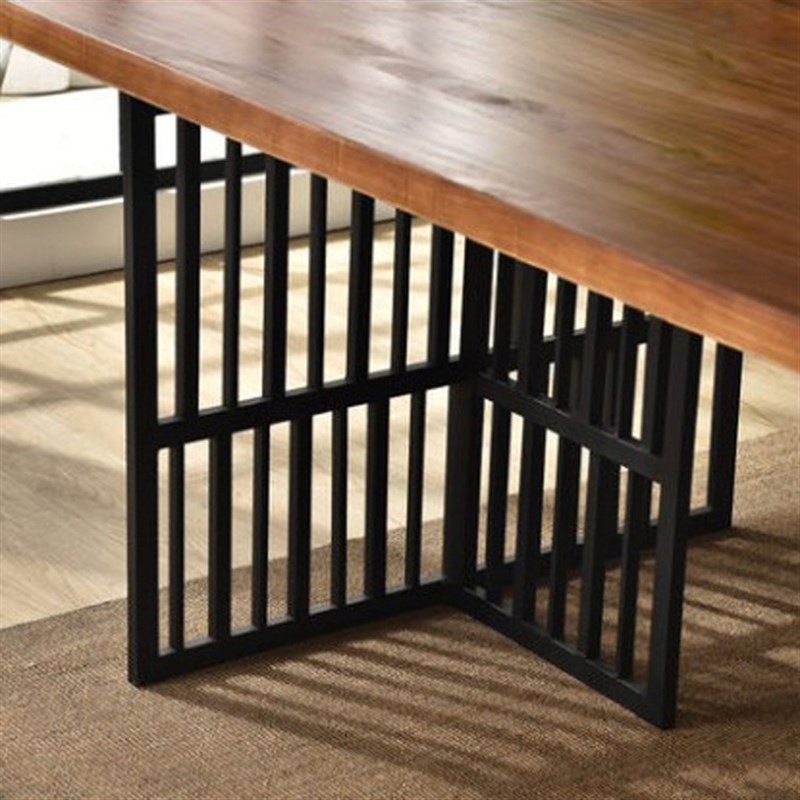 现代原木风工作办公桌 书房办公室会客厅商务会议洽谈铁艺桌子