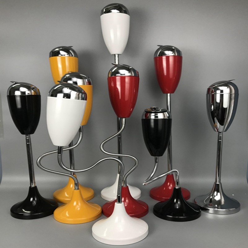 立式烟灰缸创意个性客厅金属办公室有盖烟缸弯管落地式烟灰缸大号