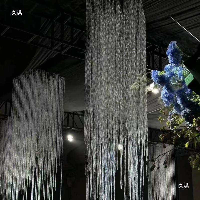 婚庆飞蝶珠亚克力成品水晶珠帘方形若汐吊顶酒店婚礼堂装饰道具