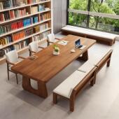 全实木长条书桌家用书房双人学习桌工作室写字办公台式 办公电脑桌