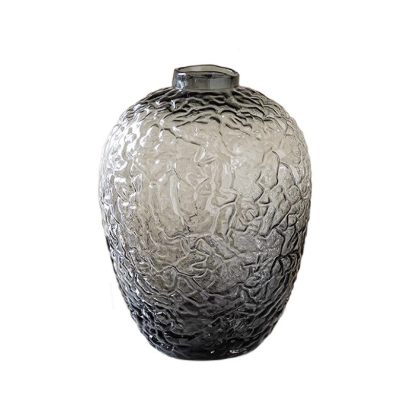 轻奢现代锤纹创意吊钟玻璃花瓶桌面家居插花装饰摆件售楼处三件套