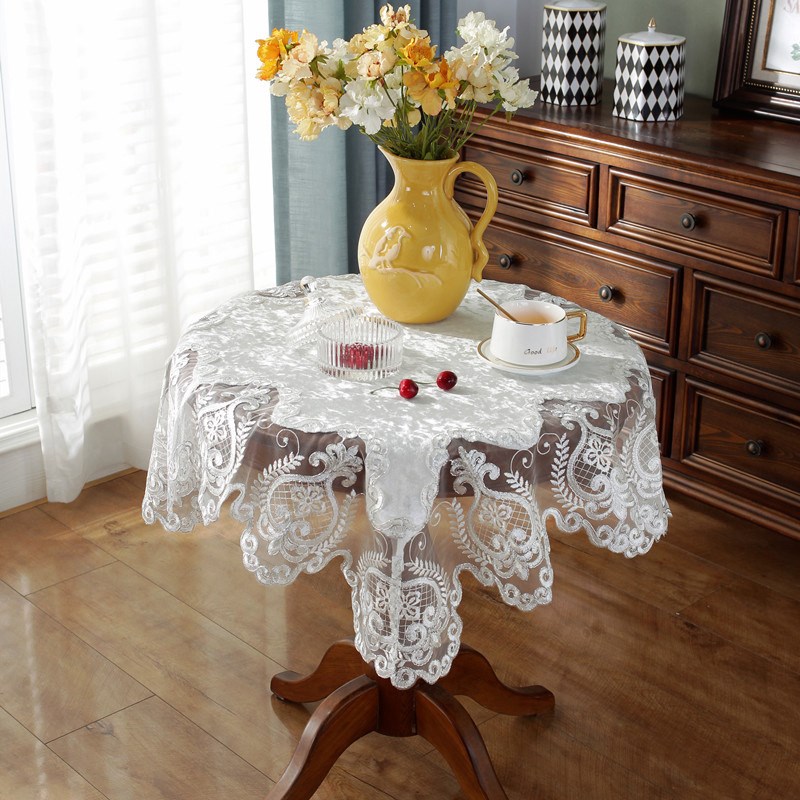 厂家简约现代金丝绒刺绣餐桌布台布美式蕾丝家用长方形茶几垫