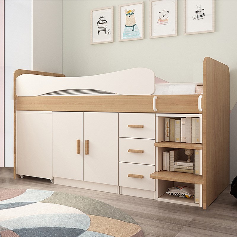 半高儿童床男孩小户型省空间多功能书桌床一体双胞胎组合床0.9米