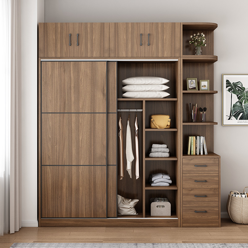 纯实木衣柜家用卧室现代简约小户型可定制衣橱推拉门生态板大衣柜
