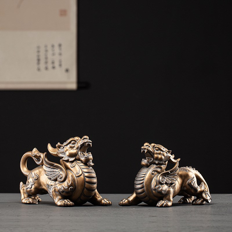 陶瓷貔貅招财镇宅守财公s母一对摆件办公室客厅玄关装饰乔迁送礼