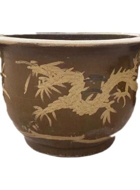 新品花盆均釉陶土缸粗陶大口陶瓷特大型家用铁树圆形田园绿植龙盆