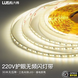 220V免驱动无频闪LED三色灯带自粘式 灯条双色客厅卧室氛围线性灯