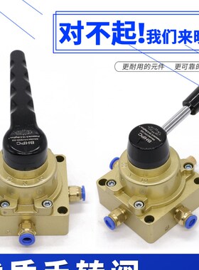 气动开关HV-02三位四通手转阀手按气阀04手板阀气缸控制阀手动阀