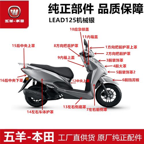 适用于LEAD125全车外壳WH125T-1外观件侧罩面板挡泥板