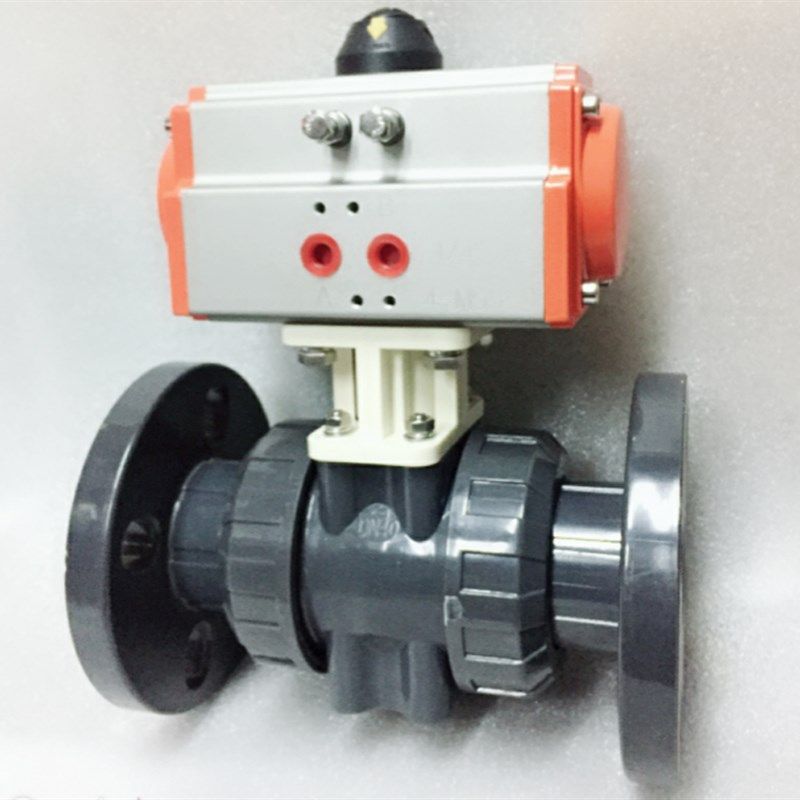 Q641F-10S气动UPVC球阀 气动塑料法兰球阀 耐腐蚀酸碱/气动快开阀