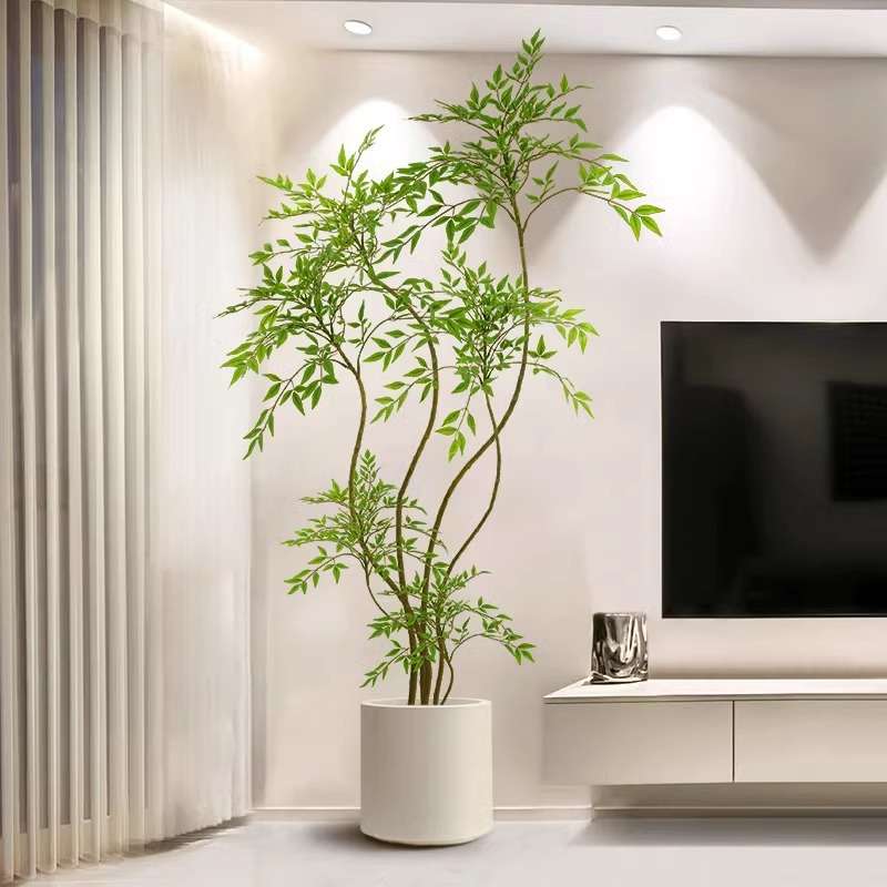 假绿植装饰仿真室内盆栽大型落地摆件客厅轻奢防真绿色植物南天竹图片