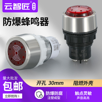YH8050防爆蜂鸣器30MM防爆声光金属报警灯AC220V24v红黄色YH8030