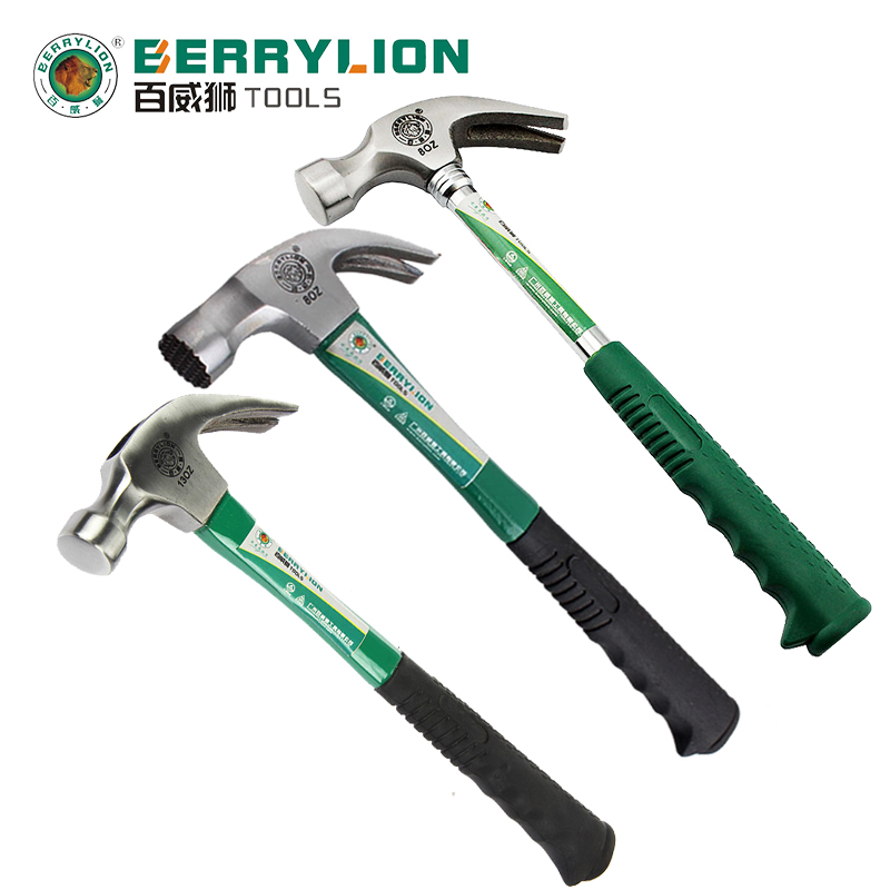 百威狮纤维柄带磁羊角锤 铁锤子 木工钉锤 铁榔头电工工具锤带磁