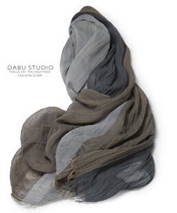 和谐配色素雅三色拼接条纹围巾春棉麻无静电秋冬松软材质纯色男女