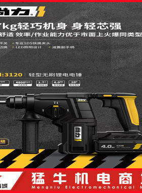 尚力20V轻型绿巨人3120充电式电锤电镐多功能大功率冲击钻工业级