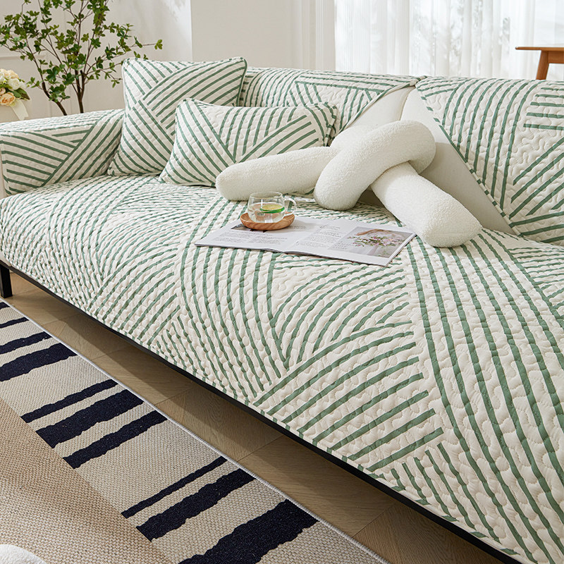 条纹四季通用纯棉沙发垫防滑简约现代沙发套罩高档坐垫子全棉北欧