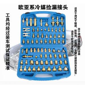 冷气管路测漏接头汽车空调维修检漏堵漏工具组套装欧亚日系综合型