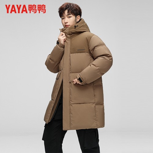 鸭鸭连帽户外长款羽绒服