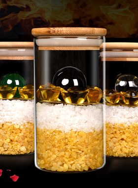 聚贤阁安忍水摆件厕所在西北玻璃瓶床头卫生间摆件五帝钱瓶子