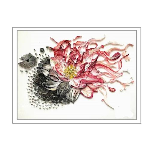 廉洁清政衍纸画水墨莲花学生diy幼教作业A3折纸画设计手工材料包