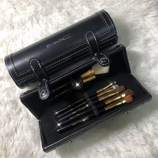 mac化妆刷套组圆筒9支动物羊毛刷可携式全套组合手动彩妆刷送收纳