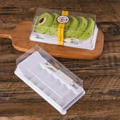 梯形瑞士蛋糕虎皮卷绿豆糕包装 盒塑料透明烘焙西点寿司甜品打包盒