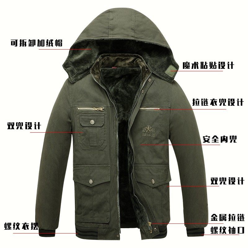 军绿色加厚加绒棉衣男棉袄冬季工作服棉袄耐磨耐脏电焊汽修劳保服
