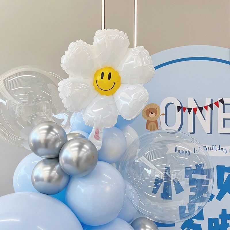 男宝宝周岁生日气球布置 儿童大象满月主题场景装饰可爱卡通套餐