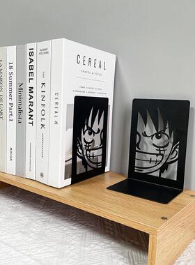 动漫一件路飞书尾金属剪出书架书尾书支持桌面存储书夹装饰装饰品