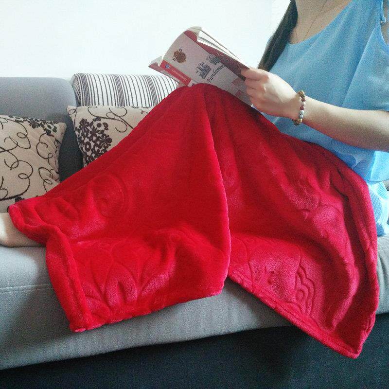 夏季办公室午睡休闲 毯子纯色法兰绒学生儿童空调盖毯珊瑚绒小毛