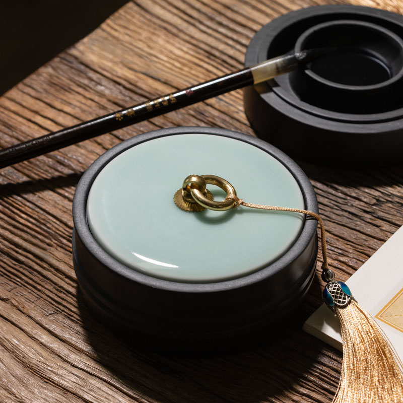 张小凤火锅砚砚台磨墨儿童书法专用带盖原石天然安徽歙砚高档石砚