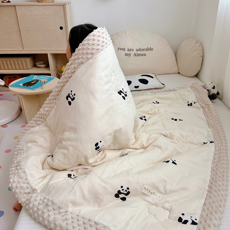 A类儿童被子婴儿全棉双层纱棉被宝宝新生春秋冬幼儿园午睡豆豆毯