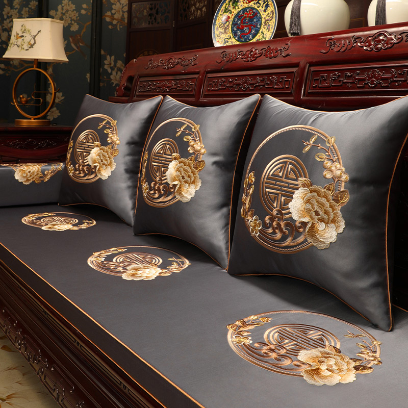 中式红木沙发坐垫带靠背加厚海绵垫罩套飘窗垫实木沙发罗汉床垫子