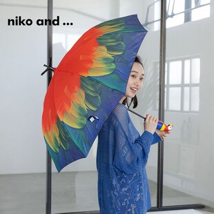 创意羽毛印花通勤长柄家用便携雨伞343135 ...伞2025新款 niko and