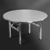 加厚304不锈钢压花可折叠桌加厚大圆桌家用酒席饭店火锅桌方桌子