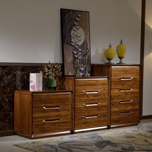 全实木斗柜组合 四五六斗柜收纳抽屉组合柜 加蓬进口乌金木储物柜