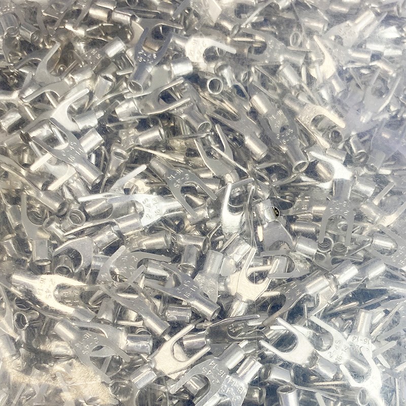 100只SNB2-4冷压叉形Y型U型裸端头紫铜焊口接线端子